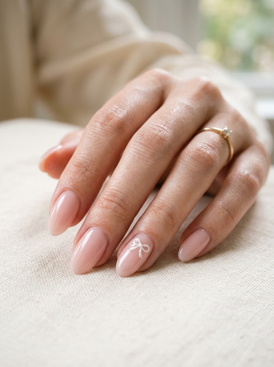 Bow Accent Korean Nails als Koreanische Nageldesigns Inspiration 2026